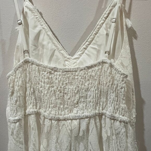 NWT $48 Cupshe Boho Lace Bohemian Flowy White Lace Midi Festival Dress Size Sm - Picture 7 of 15